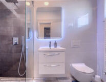 sink, bathroom, indoor, plumbing fixture, wall, tap, interior, bathtub, shower, toilet, bathroom accessory, design, mirror